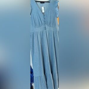 Lane Bryant Blue Pleated Maxi Dress